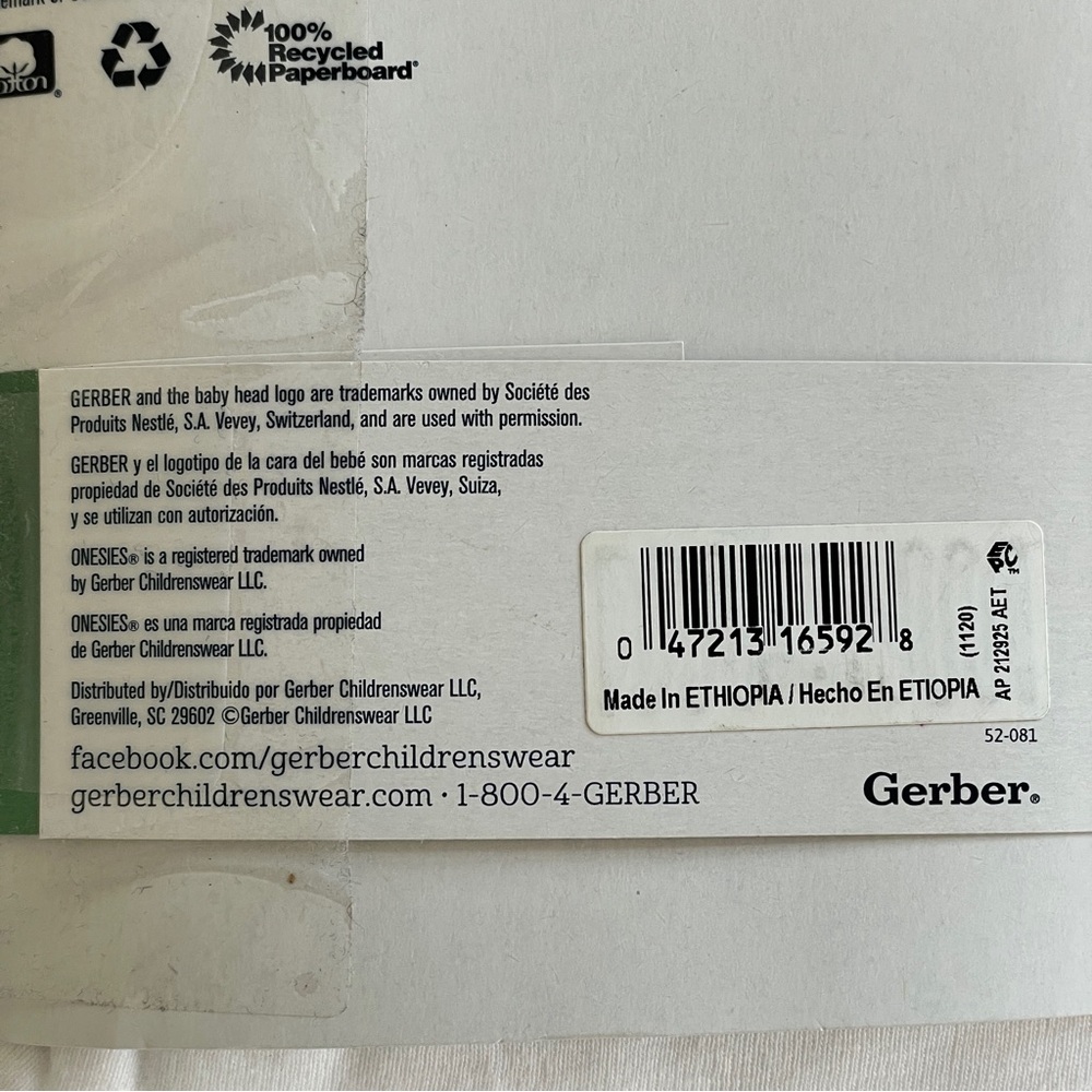 Gerber Organic 3 Long Sleeve Onesies, white - Picture 8 of 11